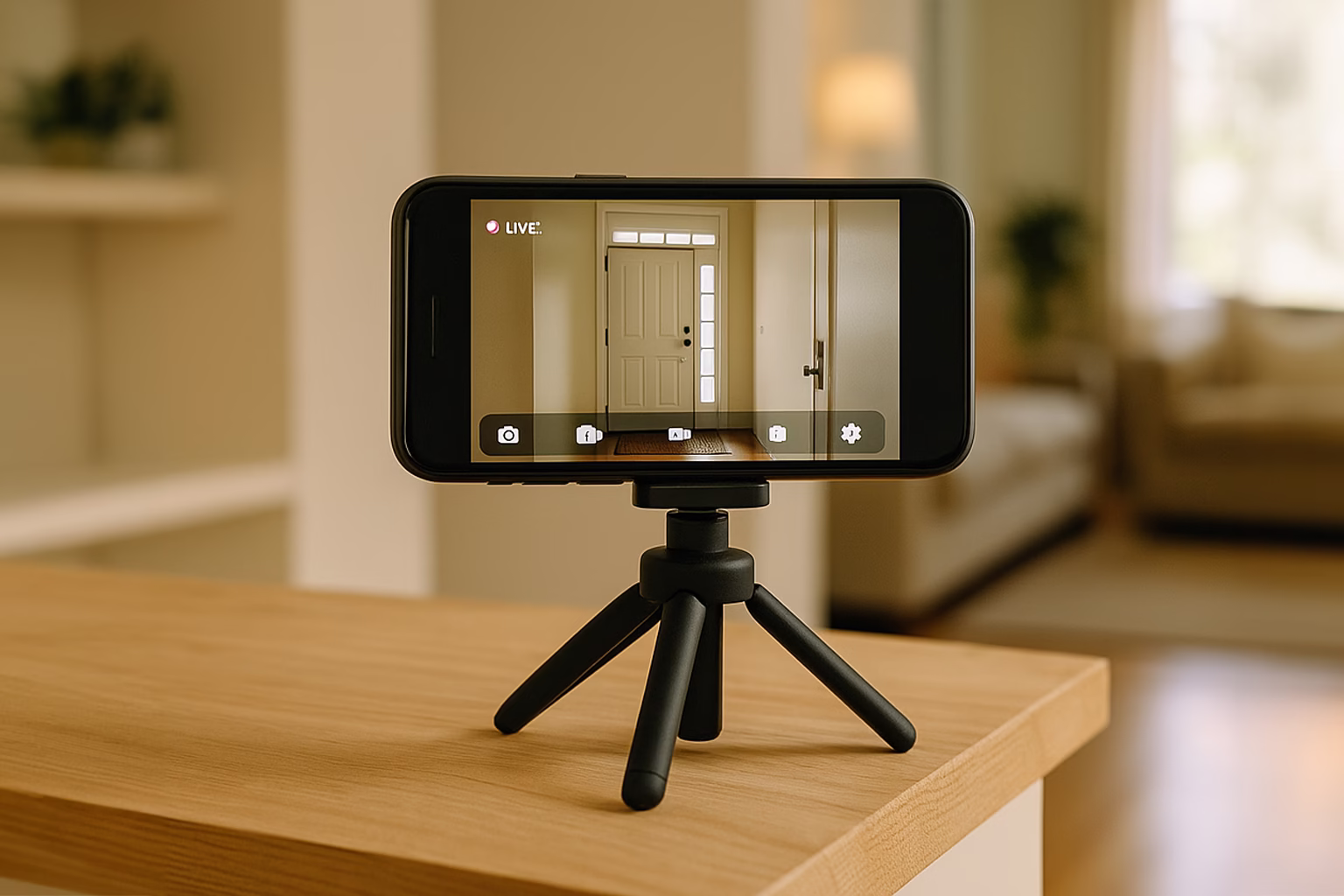 smartphone-camara-seguridad-casera Smartphone convertir smartphone en cámara de seguridad apuntando a entrada del hogar