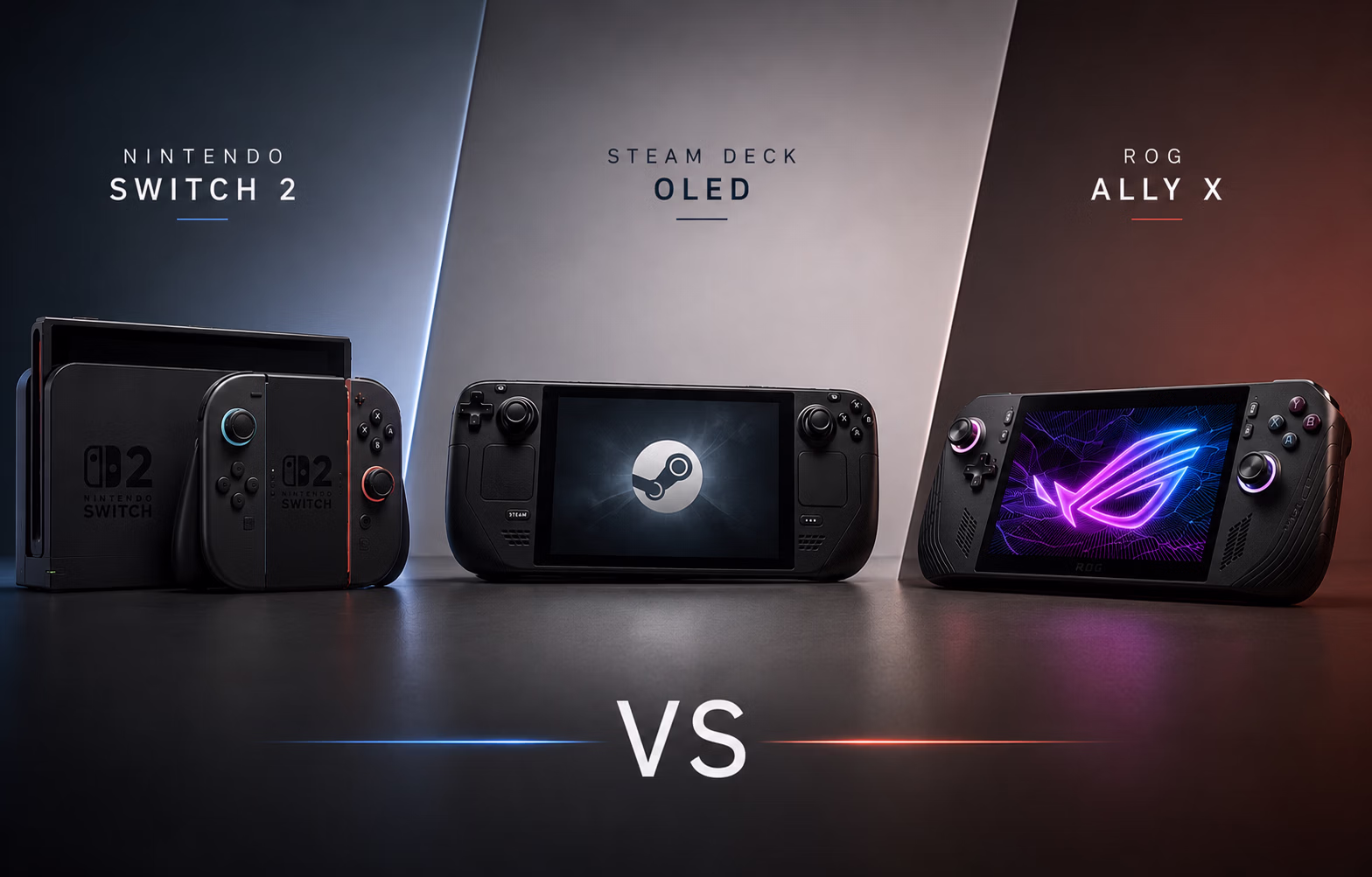 Switch 2 vs Steam Deck vs ROG Ally X comparativa 2026